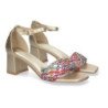 Sandalias doradas para fiesta tacón cómodo pala entrelazada A-3002