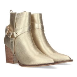 Botines dorados con tacón campero elegantes punta fina A-3236