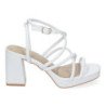 Sandalias de tacón cómodo con tiras para fiesta mujer blanco A-3257