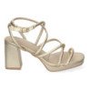 Sandalias doradas de tacón cómodo con tiras para fiesta mujer A-3257