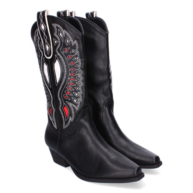 Botas cowboy para mujer cómodas y elegantes detalles en la caña