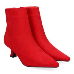 Botines de tacón medio punta fina cómodos mujer color rojo A-3306