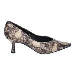 Zapatos tacón medio de salón para mujer estampado animal serpiente A-3311