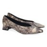 Zapatos tacón bajo de salón para mujer estampado animal serpiente A-3316