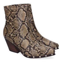 Botines de tacón medio campero tachuelas mujer serpiente A-3421