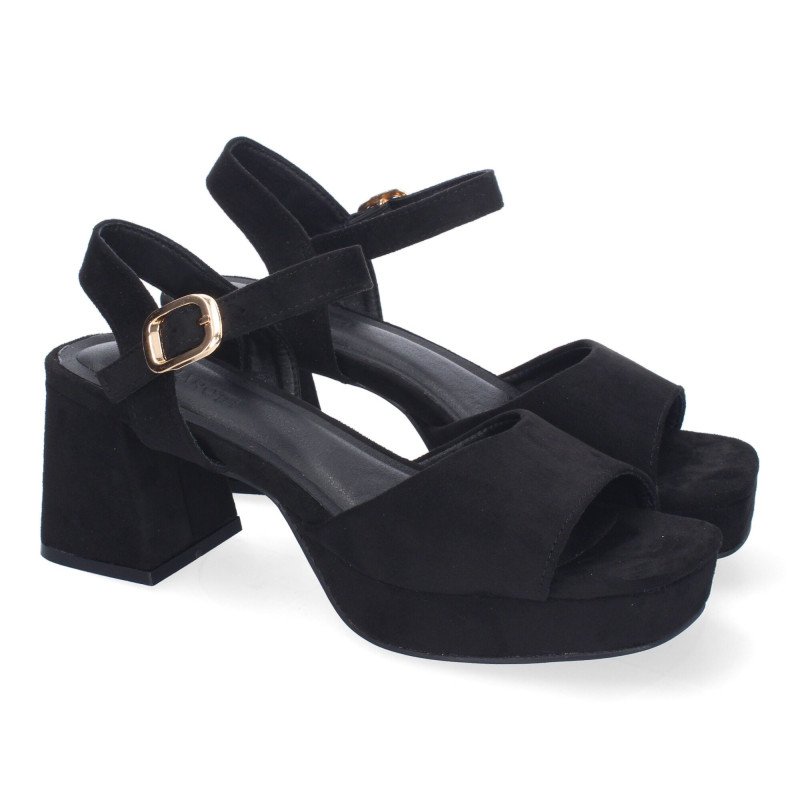 Sandalias para vestir tacón medio cómodo mujer color negro A-3434