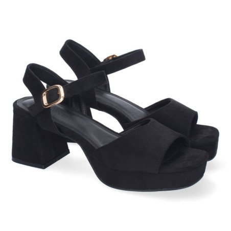 Sandalias para vestir tacón medio cómodo mujer color negro A-3434