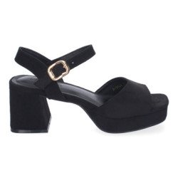Sandalias para vestir tacón medio cómodo mujer color negro A-3434