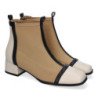 Botines elegantes tacón bajo cómodo punta redonda para mujer color beige A-3446