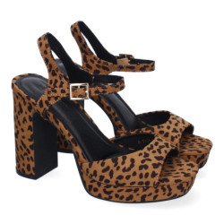 Sandalias de vestir tacón cómodo para mujer estampado animal A-3484