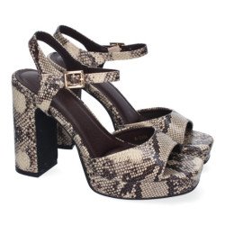 Sandalias de vestir tacón cómodo para mujer estampado serpiente A-3484