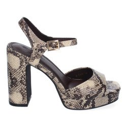 Sandalias de vestir tacón cómodo para mujer estampado serpiente A-3484