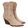 Botines de tacón campero estilo cawboy comodos para mujer color beige A-5004