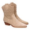 Botines tacón bajo campero caña trenzada mujer color beige A-5166