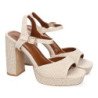 Sandalias de tacón fiesta cómodas para mujer color beige A-5167