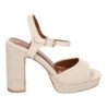 Sandalias de tacón fiesta cómodas para mujer color beige A-5167