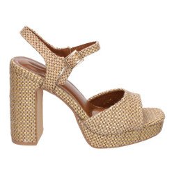 Sandalias de tacón fiesta cómodas para mujer color camel A-5167