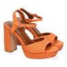 Sandalias de tacón fiesta cómodas para mujer color naranja A-5167