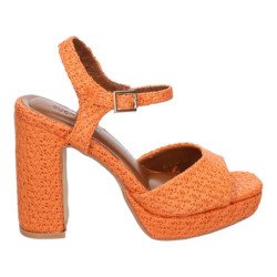 Sandalias de tacón fiesta cómodas para mujer color naranja A-5167