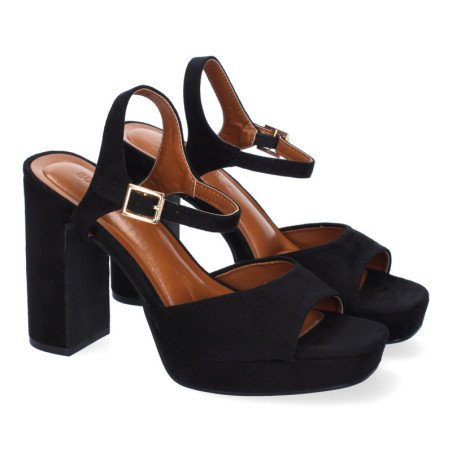Sandalias de tacón fiesta cómodas para mujer color negro A-5167