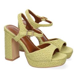 Sandalias de tacón fiesta cómodas para mujer color verde A-5167