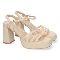 Sandalias tacón medio y plataforma de vestir mujer color beige A30-100