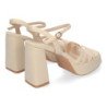 Sandalias tacón medio y plataforma de vestir mujer color beige A30-100