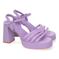 Sandalias tacón medio y plataforma de vestir mujer color lila A30-100