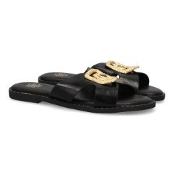 Sandalias planas cómodas para mujer color negro AA-29