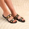 Sandalias planas cómodas para mujer color negro AA-32