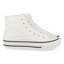 Zapatillas altas lona mujer color blanco