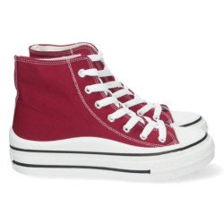 Zapatillas botin de lona mujer color burdeos