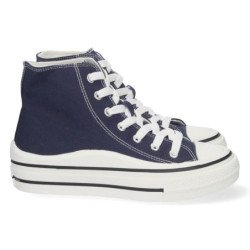 Zapatillas altas lona mujer color marino