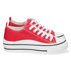 Zapatillas de lona mujer color rojo