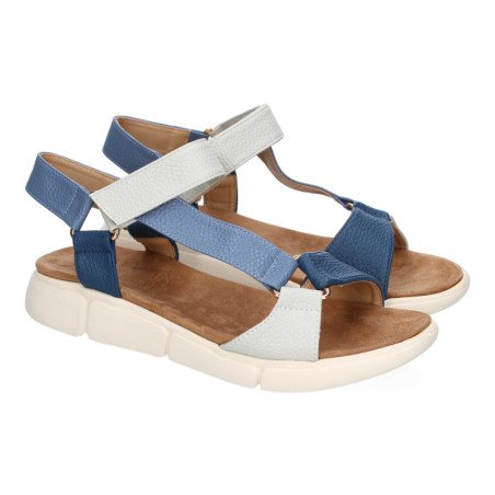 Sandalias planas tiras cruzadas cierre velcro mujer color azul AD-3269
