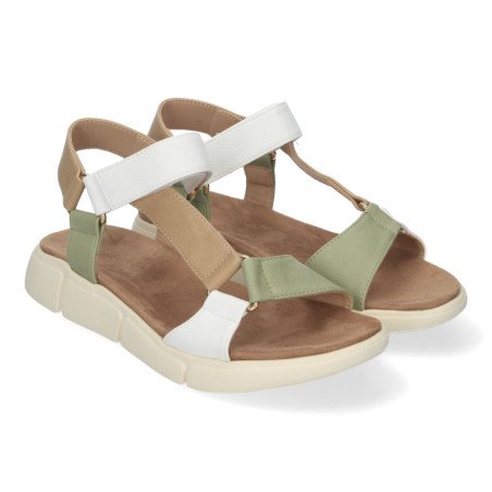 Sandalias planas tiras cruzadas cierre velcro mujer color verde AD-3269
