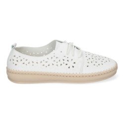 Zapatos planos para mujer estilo oxford calado color blanco AD-3273