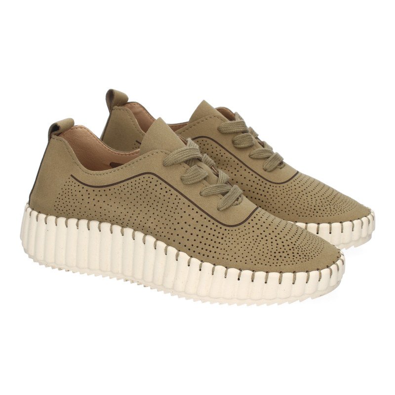 Deportivas cómodas diseño calado para mujer color verde AD-5082