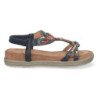 Sandalias planas cómodas tiras decoradas mujer negro AF-2329