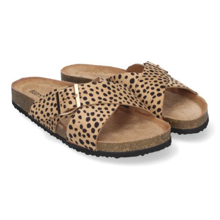 Sandalias planas planta bio pala cruzada para mujer color leopardo AY-2239