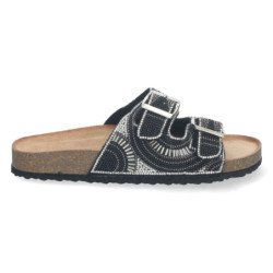 Sandalias planas bio con strass en pala mujer color negro AY-2344