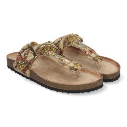 Sandalias doradas planas estilo bio esclava para mujer AY-3066