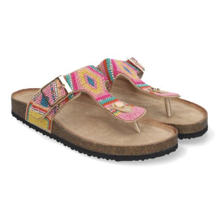 Sandalias planas estilo bio esclava para mujer color rosa AY-3068