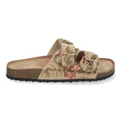 Sandalias doradas planas cómodas estilo bio para mujer AY-3069