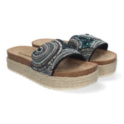 Sandalias de plataforma cómodas estilo bio para mujer color negro AY-3072