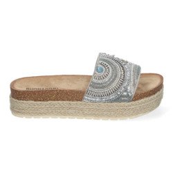 Sandalias plateadas de plataforma cómodas estilo bio para mujer AY-3072