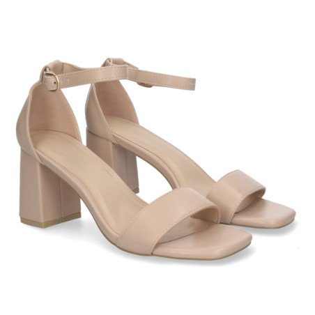 Sandalias de tacón medio para fiesta mujer color beige B-3051