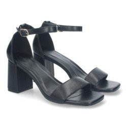 Sandalias de tacón medio para fiesta de mujer color negro B-3051