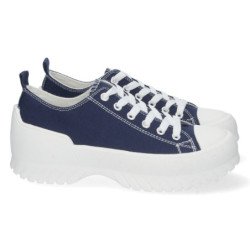 zapatillas planas de lona con plataforma mujer color marino