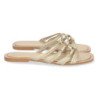 Sandalias doradas planas cómodas cruzada mujer BP-2317
